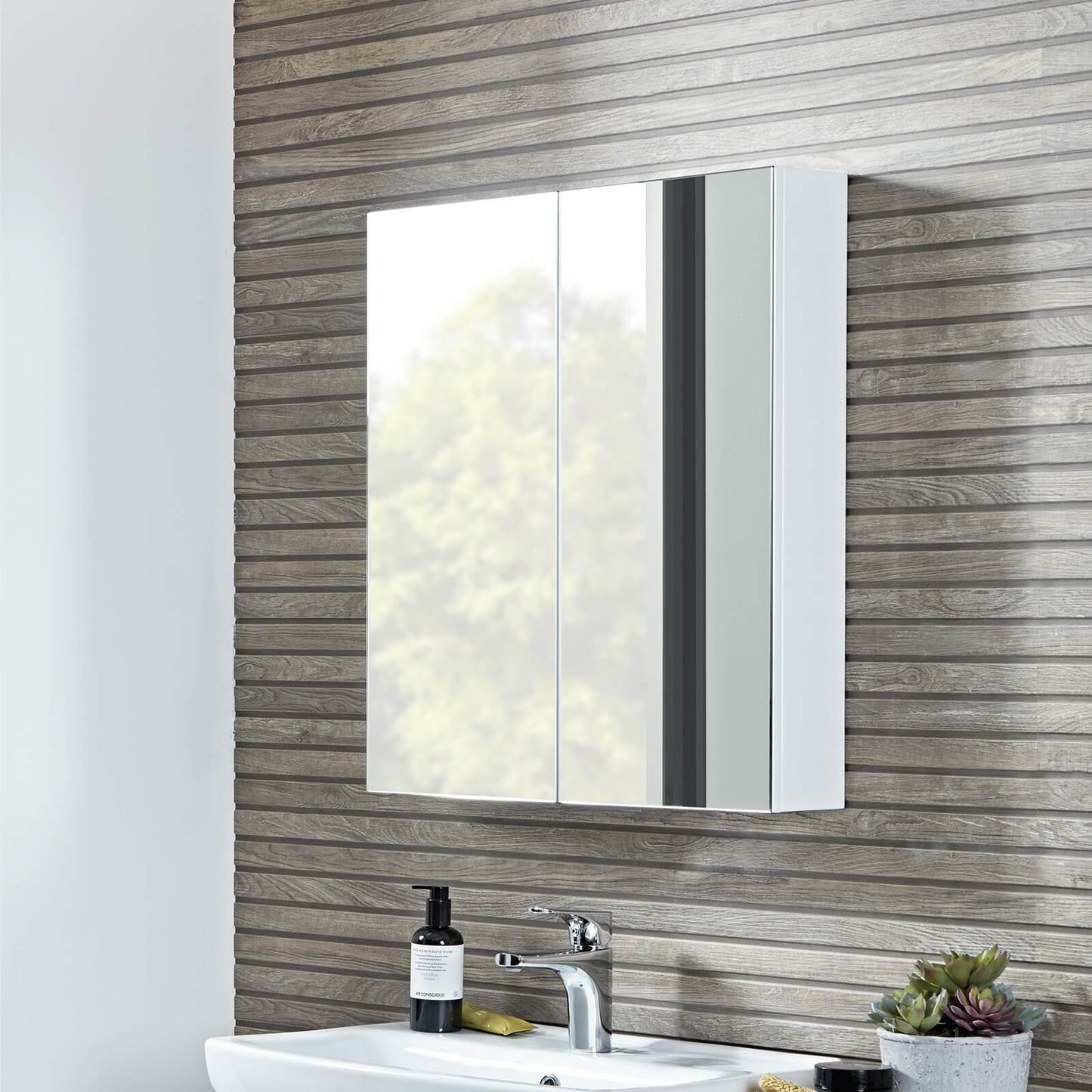 Tavistock Observe Double Door Mirror Cabinet - Gloss White (OB60W)